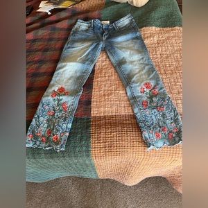 Jeans, flower embroidery, size 27